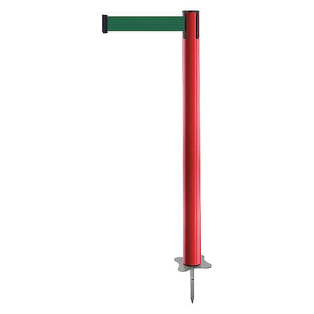 Barrier Post with Belt, Red, 13 ft Length, 43 in Post Height, No Legend, Unfinished -  TENSABARRIER, 884-21-MAX-G7X-C