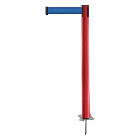 Tensabarrier Barrier Post with Belt, Red, 13 ft Length, 43 in Post Height, No Legend, Unfinished 884-21-MAX-L5X-C