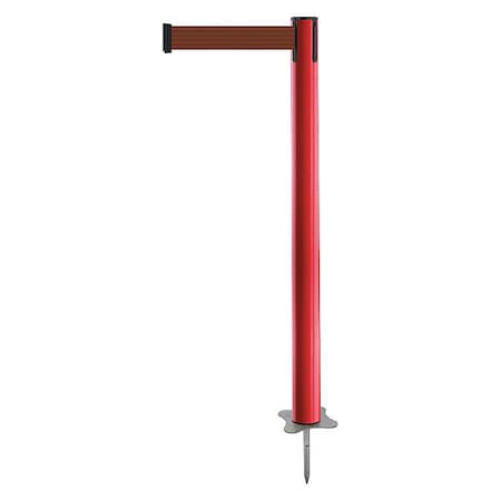 Tensabarrier Barrier Post with Belt, Red, 7 1/2 ft Length, 43 in Post Height, No Legend, Unfinished 884-21-STD-N7X-C