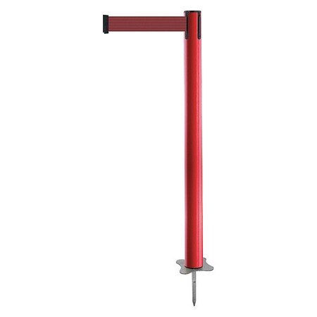 Barrier Post with Belt, Red, 7 1/2 ft Length, 43 in Post Height, No Legend, Unfinished -  TENSABARRIER, 884-21-STD-R7X-C