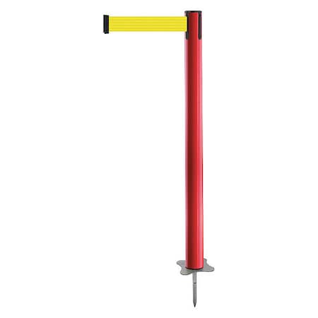 Barrier Post with Belt, Red, 7 1/2 ft Length, 43 in Post Height, No Legend, Unfinished -  TENSABARRIER, 884-21-STD-Y5X-C