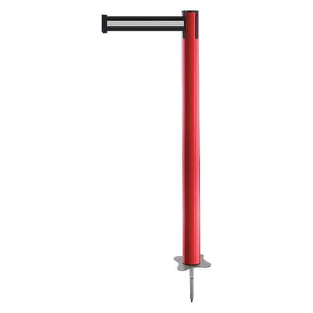 Tensabarrier Barrier Post with Belt, Red, 7 1/2 ft Length, 43 in Post Height, No Legend, Unfinished 884-21-STD-S3X-C