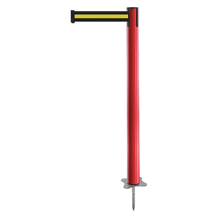 Tensabarrier Barrier Post with Belt, Red, 13 ft Length, 43 in Post Height, No Legend, Unfinished 884-21-MAX-S4X-C