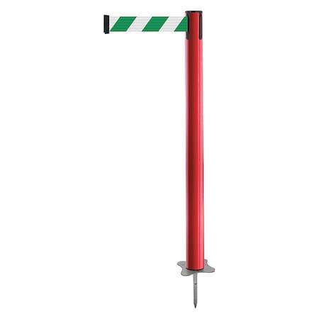 Tensabarrier Barrier Post with Belt, Red, 13 ft Length, 43 in Post Height, No Legend, Unfinished 884-21-MAX-D2X-C