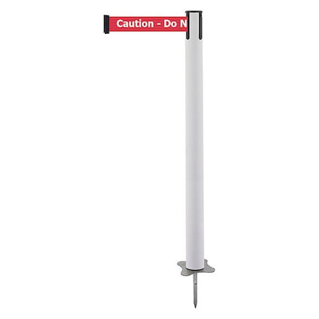 Tensabarrier Barrier Post with Belt, White, 13 ft Length, 43 in Post Height, Caution Do Not Enter, Unfinished 884-32-MAX-RGX-C