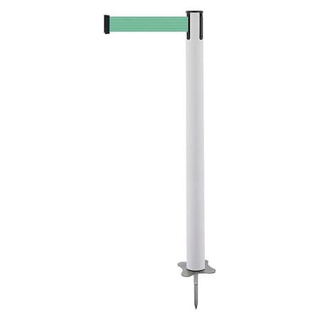 Tensabarrier Barrier Post with Belt, White, 13 ft Length, 43 in Post Height, No Legend, Unfinished 884-32-MAX-G2X-C