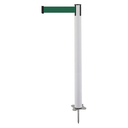 Tensabarrier Barrier Post with Belt, White, 13 ft Length, 43 in Post Height, No Legend, Unfinished 884-32-MAX-G7X-C