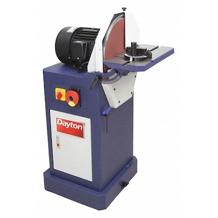 Dayton Disc Sander, 1 1/2 hp, 16 in Disc Dia, 1750 RPM Disc Speed, Corded, 115 V 400H38