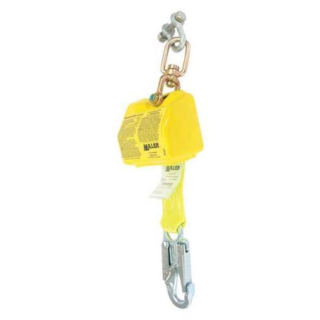Miller 8327 Self-Retracting Lifeline, 8 ft. Length, 1 Leg(s), 310 lb. Weight Capacity 8327/8FTYL