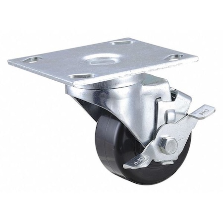 Zoro Select NSF-Listed Plate Caster, 350 lb. Load Rating, Swivel 400K75