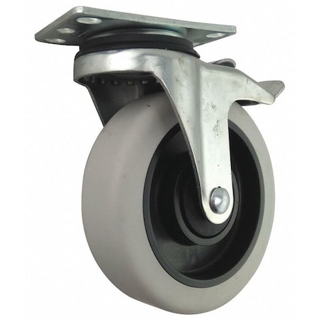 Zoro Select Plate Caster, 5" Wheel Dia., 400 lb. 400K28