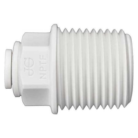 John Guest Push-Fit Adapter Fitting, 1/4 in Tube Size, Polypropylene, White, 10 PK PP010824W