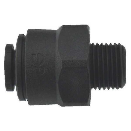 John Guest Push-Fit Adapter Fitting, 1/4 in Tube Size, Polypropylene, Black, 10 PK PP010821E