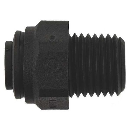 John Guest Push-Fit Adapter Fitting, 1/4 in Tube Size, Polypropylene, Black, 10 PK PP010822E