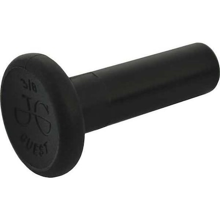 John Guest Push-Fit Fitting Plug, 3/8 in Tube Size, Polypropylene, Black, 10 PK PP0812E