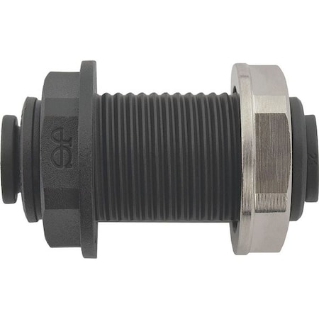John Guest Push-Fit Union Fitting, 1/4 in Tube Size, Polypropylene, Black, 10 PK PP1208E