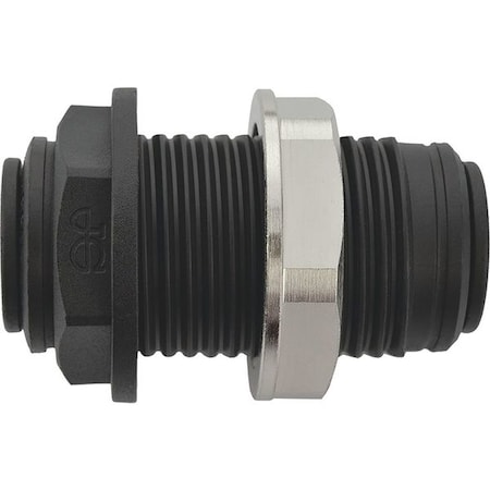 John Guest Push-Fit Union Fitting, 3/8 in Tube Size, Polypropylene, Black, 10 PK PP1212E