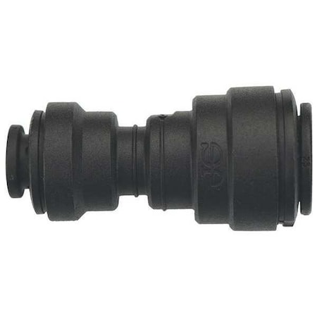 John Guest Push-Fit Union Fitting, 1/4 in, 3/8 in Tube Size, Polypropylene, Black, 10 PK PP201208E