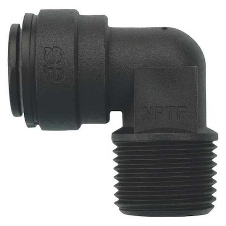 John Guest Push-Fit Elbow Fitting, 3/8 in Tube Size, Polypropylene, Black, 10 PK PP481223E