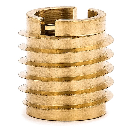 Zoro Select Knife Thread Insert, M10-1.50 Int Thrd Sz, 15.875 mm L, 12.7 mm Dia., Brass, Plain, 10 PK 400-M10-PK10