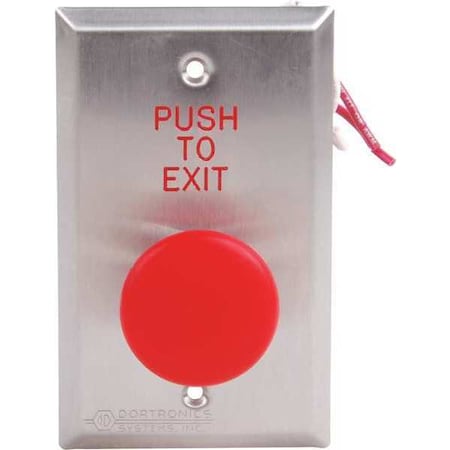 Dortronics Push to Exit Button, 125VAC, Red Button 5211-MP23DA/RxE1