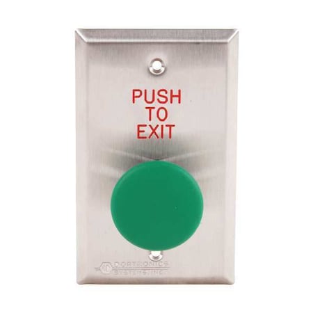 Dortronics Push to Exit Button, 125VAC, Green Button 5211-MP23DA/GxE1