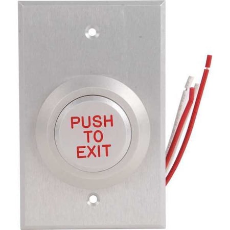 DORTRONICS Push to Exit Button, 24VDC, Wt/Red Button W5287-P23DAxE1R