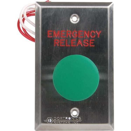 Dortronics Emergency Push Button, 125VAC, 2-3/4" W 5211-MP23DA/GxE3