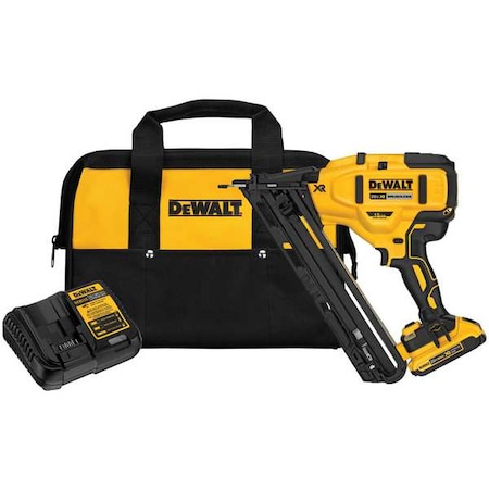 DEWALT 20V MAX* XR(R) 15 GA Cordless Angled Finish Nailer Kit DCN650D1