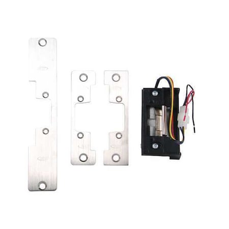 Rutherford Electric Door Strike, Stainless Steel, Brushed, Includes: Trim Plate S65U 32D