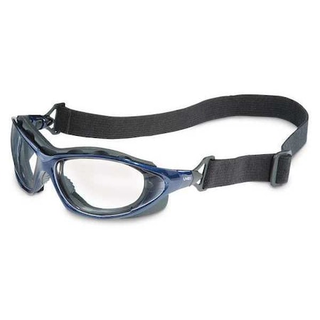 Uvex Safety Goggles, Clear Lens/Blue Frame, Anti-Fog & Anti
