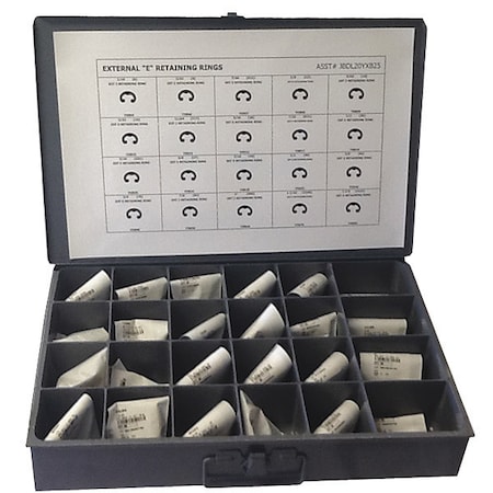 Zoro Select External Retaining Ring Assortment, Steel, Phosphate Finish JBDL20YXB25