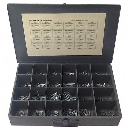 Zoro Select Tapping Screw Assortment, #6 to #14 x Zinc Plated Finish, Steel, Pan Head Phillips Drive JBDL24HBA
