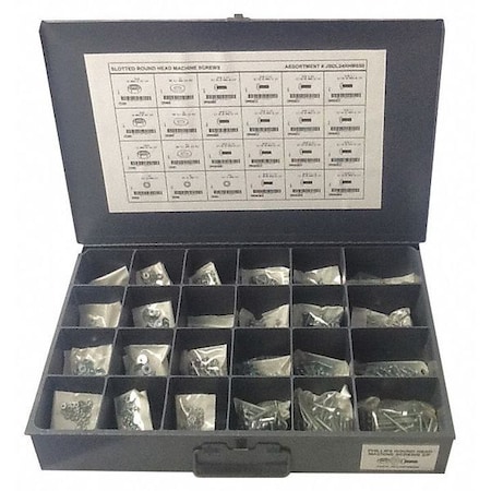 Zoro Select Screw Assortment, Steel, Zinc Plated Finish JBDL24RHMS50