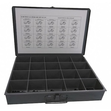 Zoro Select Set Screw Assortment, Alloy Steel, Plain Finish, 500 PCS JBDL24SSUNF