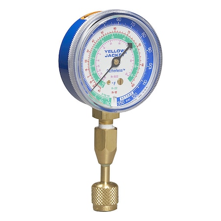 Yellow Jacket Test Gauge, 2 1/2 in Dia, Blue 40332