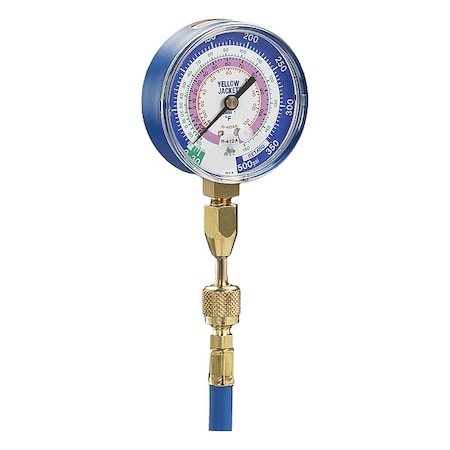 Yellow Jacket Test Gauge, 3 1/8 in Dia, Blue 40345