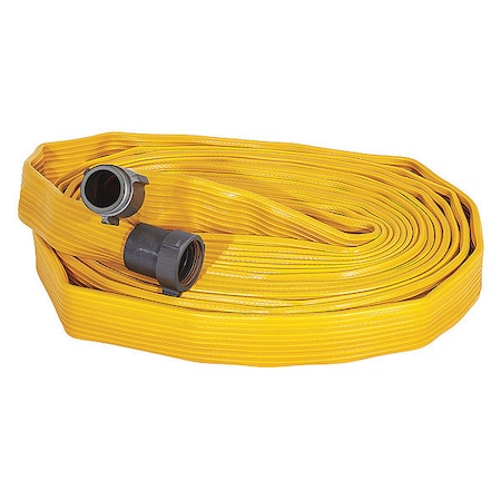 JAFX4 Fire Hose, 4-Layer, I.D. 1-1/2", Yellow G56H15FX450P