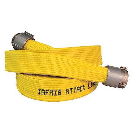 Jafrib Fire Hose, Single Jacket, 100 ft Length, 1 1/2 in Hose Inside Dia., PVC Nitrile Rubber Hose Tube G50H15RY100P