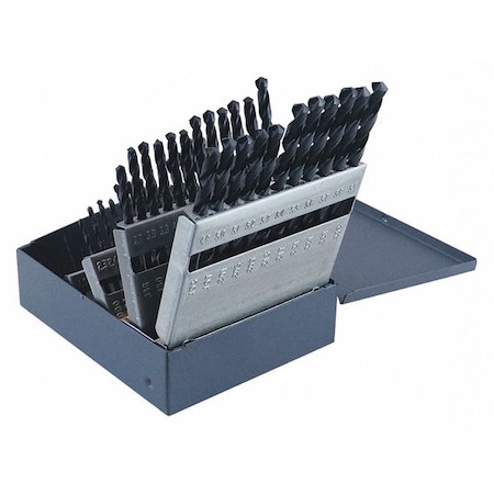 Cleveland 50PC CLE-MAX Jobber Length Drill Set Cleveland 2001G Steam Oxide HSS RHS/RHC 1mm-5.9mm C00960