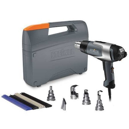 Steinel Heat Gun Kit, Corded Powered, 120V AC, Adjustable Temp. Setting, 1,600 W Watt, Pistol-Grip Handle MPKHG2320
