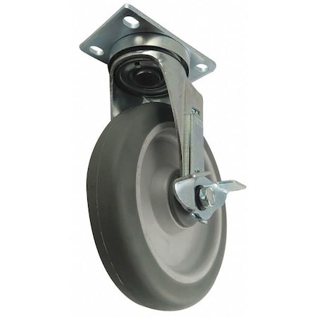 Zoro Select Plate Caster, 6" Wheel Dia, 325 lb., Swivel 406P67
