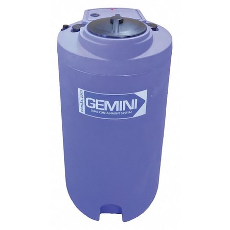 Peabody Engineering GeminiDual Containment Storage Tank, Double Wall, Vertical, Cylindrical, LDPE 1.5, Blue, 40 Gal 01-29436