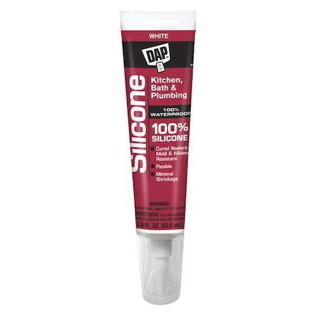 Dap Silicone Sealant, 3 oz, Tube, White, Silicone Base, Commercial Kitchen 00750