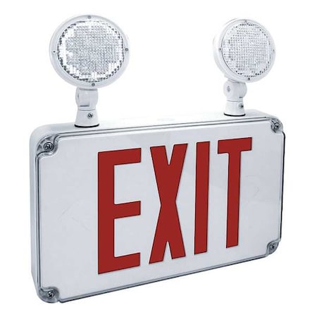 Fulham Exit Sign with Emergency Lights, White, 2 Face(s), LED, Wall Mount, Nickel Cadmium FHEC34R