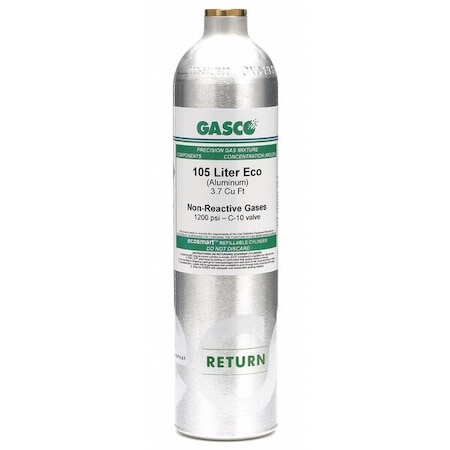 Gasco Calibration Gas, Oxygen/Nitrogen, 105 L, C-10 Connection, +/-5% Accuracy, 1,200 psi Max. Pressure AI UZR15
