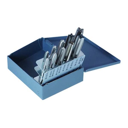 Chicago-Latrobe 10pc HSS Straight Flute Plug HandTap Set, N303SET HTGP Greenfield Threading 4-Flt GH3 1/4-1/2 UNC/UNF 330082