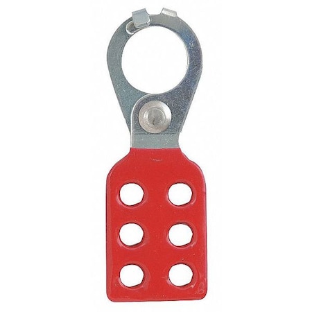 Accuform Lockout Hasp, Red, Steel, 6 Max. No. of Padlocks, 3/8 in Max. Shackle Dia., 1 in Jaw Clearance KDD102