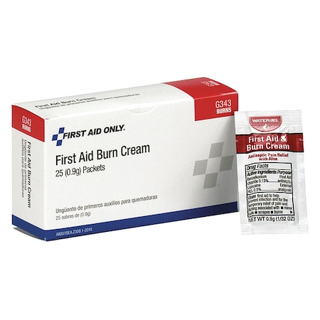 FIRST AID ONLY Burn Cream, 0.9g, 25/Box G343