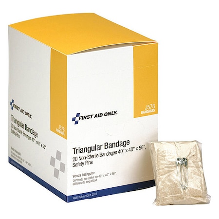 First Aid Only Triangular Sling/Bandage, 36 in. W, 20/Box J578